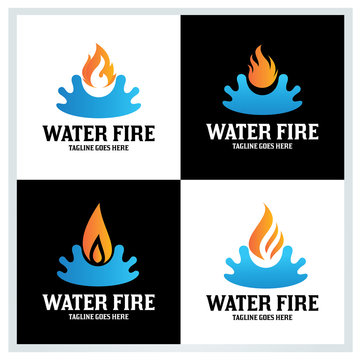 water fire logo design template ,Vector illusration