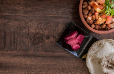 Foul Modammas Fava Beans Top View with Copy Space