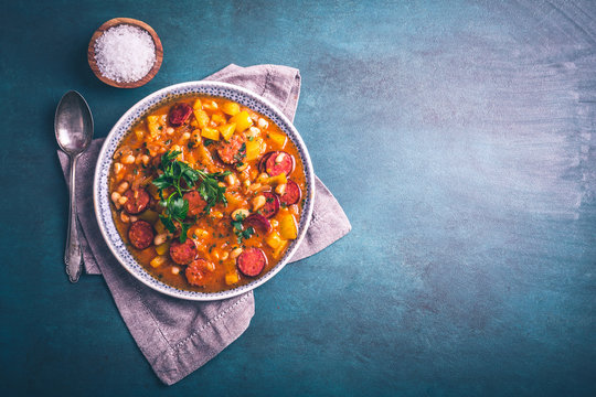 Eintopf mit Kabanossi Paprika und Bohnen
