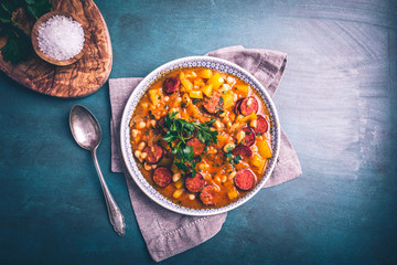 Eintopf mit Kabanossi Paprika und Bohnen