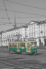 Fototapeta premium Torino, Tram, Piazza Vittorio Veneto, Piemonte, italia, italy 