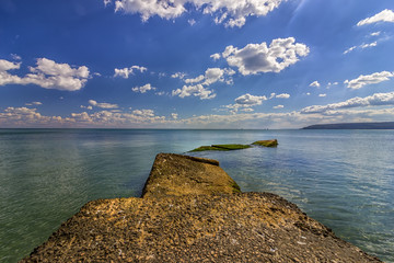 Beauty daily view with clouds of sea cliffs and clear water