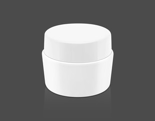 blank packaging white cosmetic cream pot isolated on gray backgr