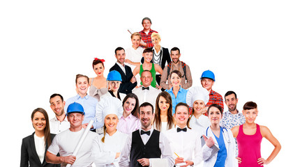 Group of employee people. Business team isolated on white backgr