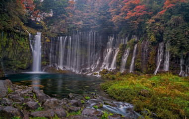 Shiraito waterfalls in autumn season
