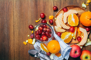Fototapeta na wymiar Mixed fresh fruits for healthy eating and dieting