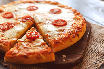 Hot Homemade Pepperoni Pizza Ready to Eat