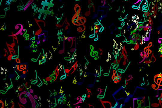 Abstract musical background. in graffiti style. Notes. Music. Fa