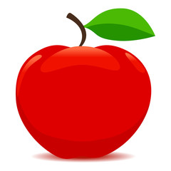 Vector Illustration of Red Apple with Leaf