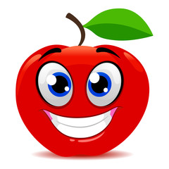 Vector Illustration of Red Apple Mascot Smiling