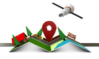 3d Illustration of Street Map with GPS Icons. Navigation