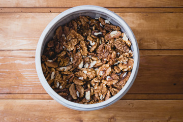 barrel of shelled walnuts
