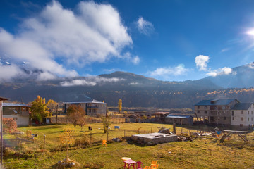 Kaukaz - Gruzja w jesiennej szacie. Caucassus autumnal mountains in Georgia © rogozinski