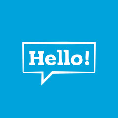 hello bubble on blue background