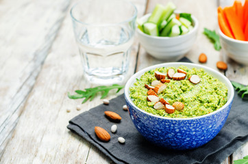 Almond white bean arugula hummus