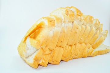 sliced bread on white background 