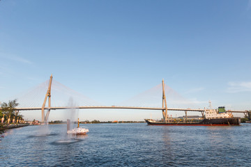 Bhumibol bridge above Chao praya river.