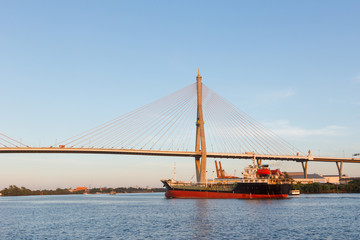 Bhumibol bridge above Chao praya river.