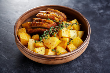 Baked potatoes with meat