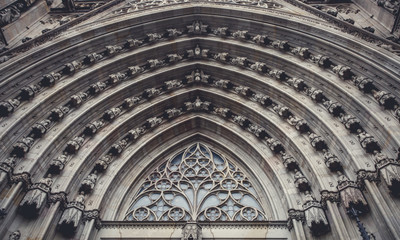 Cathedral Holy Cross and Saint Eulalia. Europa, Barselona, Spain. Old Building in Barcelona, Spain