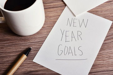 cup of coffee and text new year goals