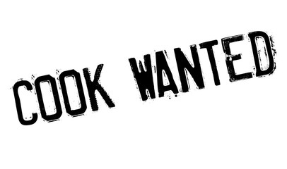 Cook Wanted rubber stamp. Grunge design with dust scratches. Effects can be easily removed for a clean, crisp look. Color is easily changed.