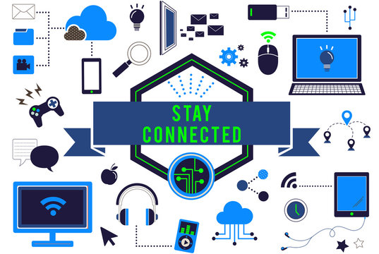 Stay Connected Technology Icons Graphics Concept