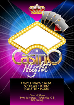 Vector template of flyer for casino party