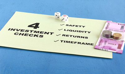 Concept of the checks an investor should make before investing. The checks are safety, liquidity, returns and timeframe.