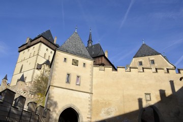 Fototapeta premium Architecture from Karlstejn castle and blue sky