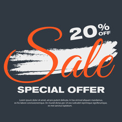 20% off sale banner. Special offer, discount poster. Vector illustration, eps10