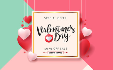 Valentines day sale background with Heart Shaped Balloons. Vector illustration.Wallpaper.flyers, invitation, posters, brochure, banners.
 - obrazy, fototapety, plakaty