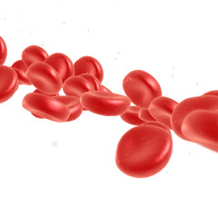 Red blood cell flowing in vein or artery. 3d render. Healthcare and medical zoom concept.