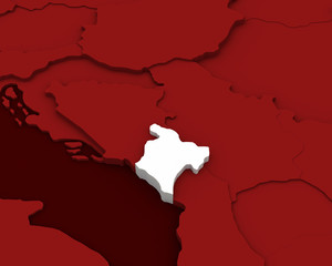 montenegro map 3D illustration
