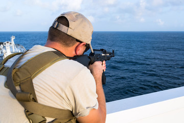 Armed guard on board sea going vessel in aden gulf