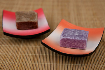 Dry perfume for home and body. Dry soap bar in plates.
