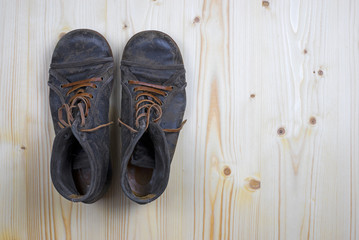 Boots on flat pine wood 1