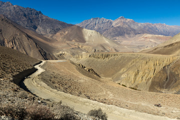 mountain road from Kagbeni to Muktinath, Nepal