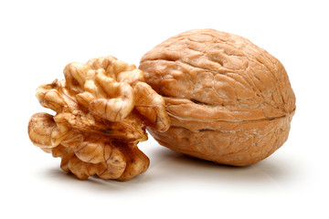 Whole walnut and half walnut piece.