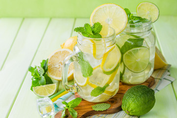 Selection of infused water for detox