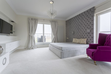 Spacious bedroom interior for marriage