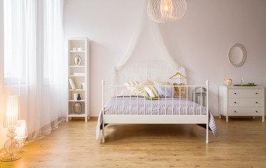 Double bed and decorative lighting