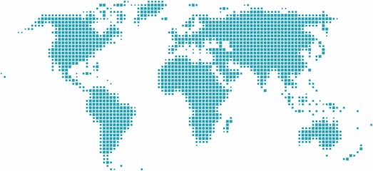 Fototapeta na wymiar Square shape world map on white background, vector illustration.