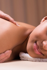 Woman having arm massage