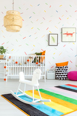 Baby room with rocking horse