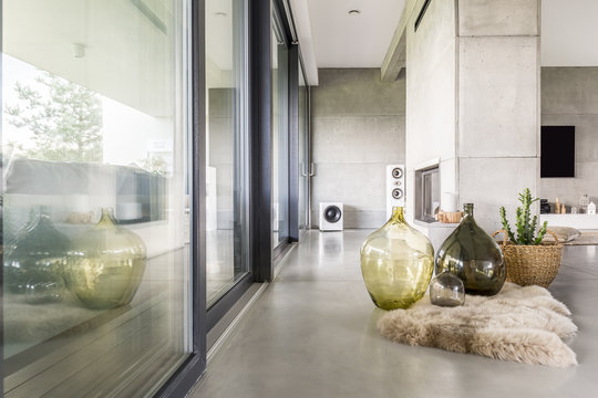 Villa Interior With Cement Wall