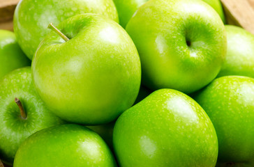 Close-up apple background,Green apple fruit background.