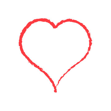 Scarlet slim heart on white background. Illustration