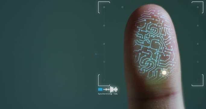 slow motion of scan fingerprint biometric identity and approval and dna granted. concept of the future of security and password control through fingerprints in an advanced technological future and cyb