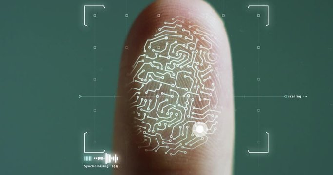 slow motion of scan fingerprint biometric identity and approval and dna granted. concept of the future of security and password control through fingerprints in an advanced technological future and cyb